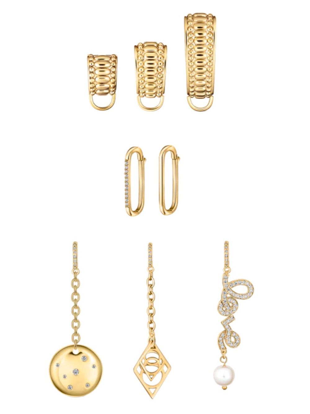 Dorne Swimwear Jewelry Gold Tone 8 Piece Set with Black Pouch